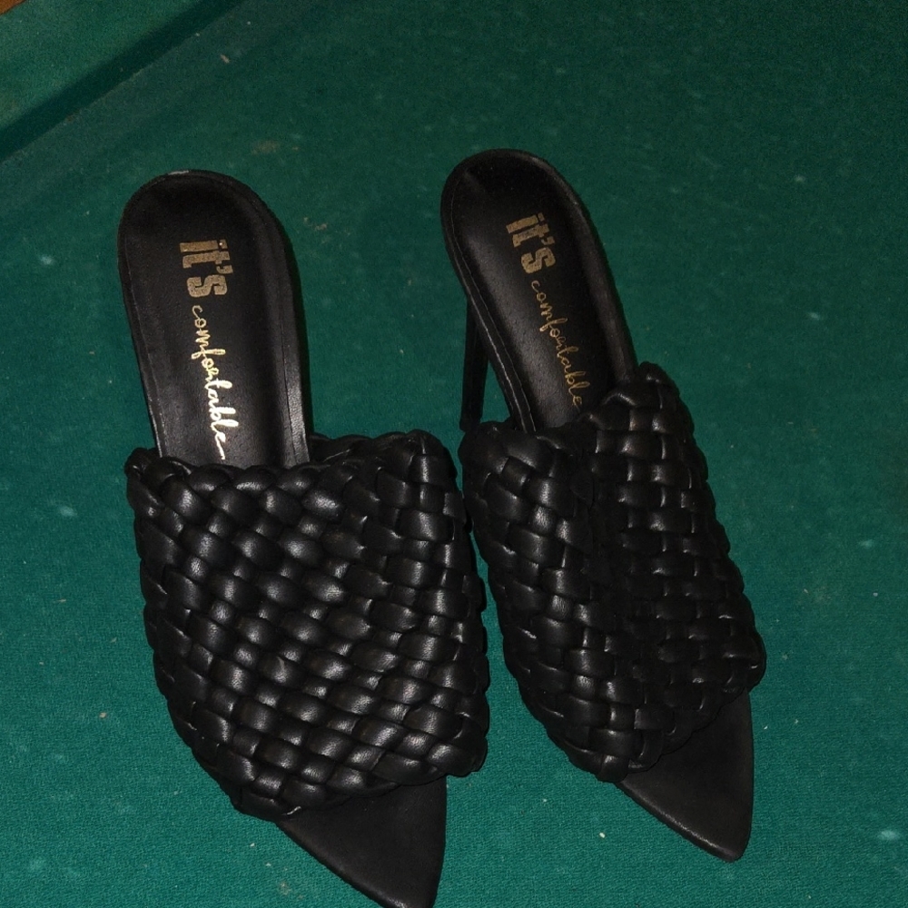 Black Woven Mules